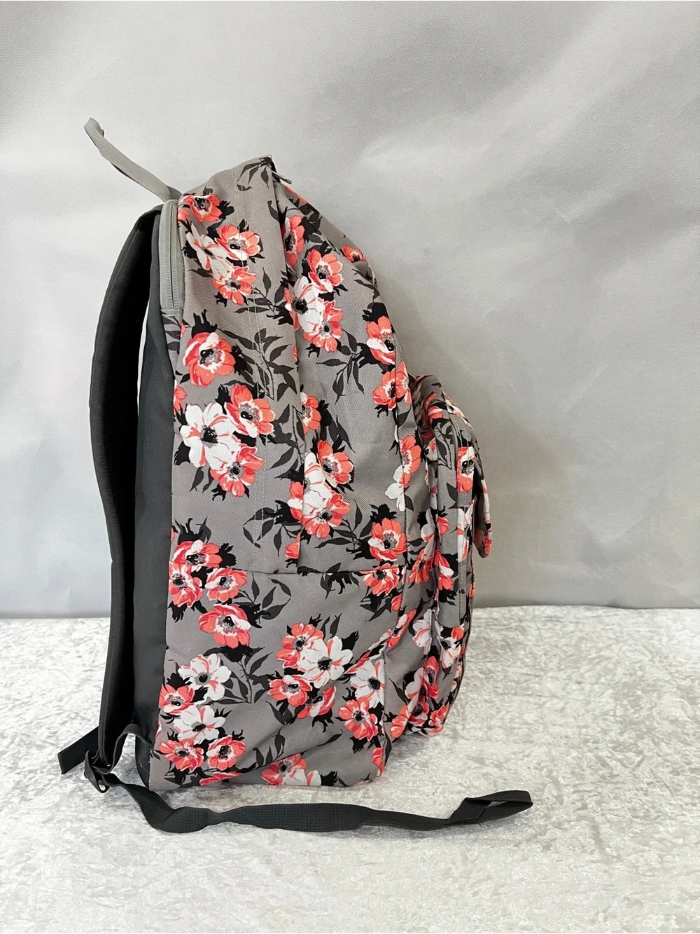 JanSport Large Student Backpack Gray Coral Floral Fit 15